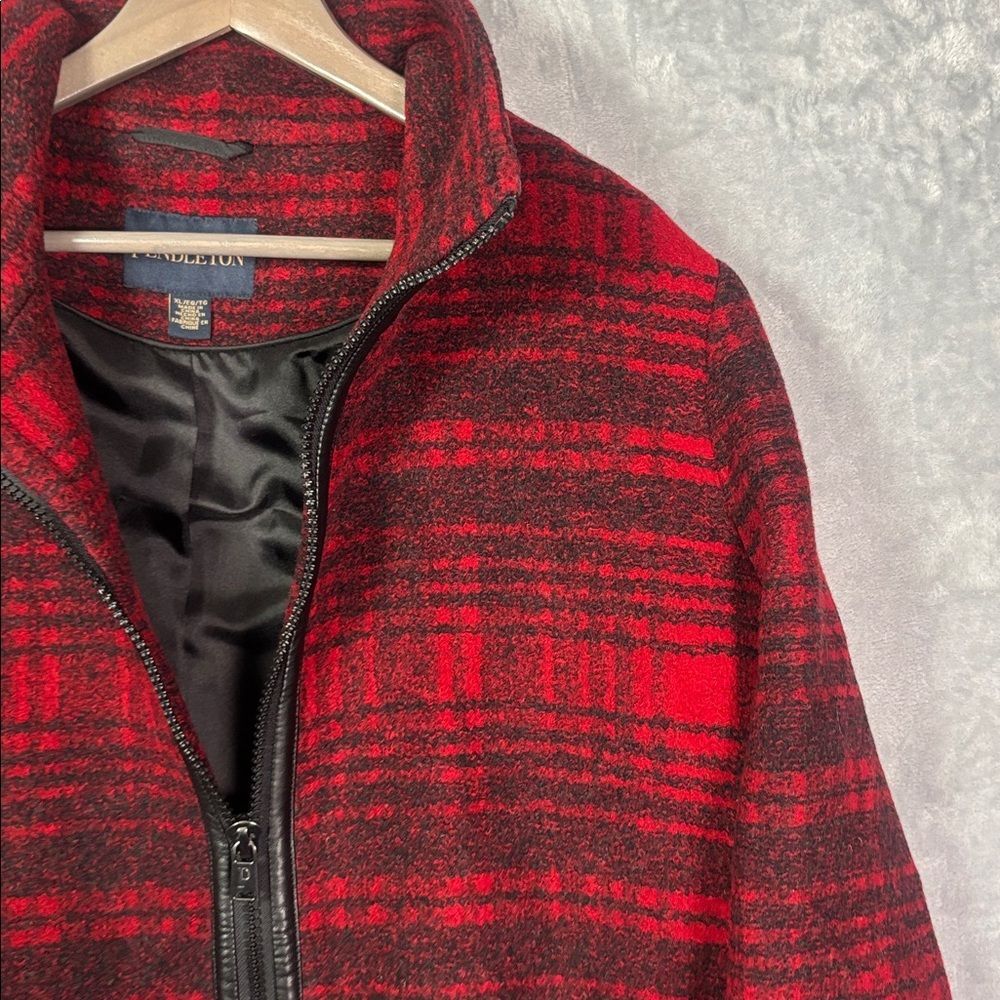 Pendleton Red Black Plaid Wood Full Zip Jacket Size XL - Picture 4 of 11